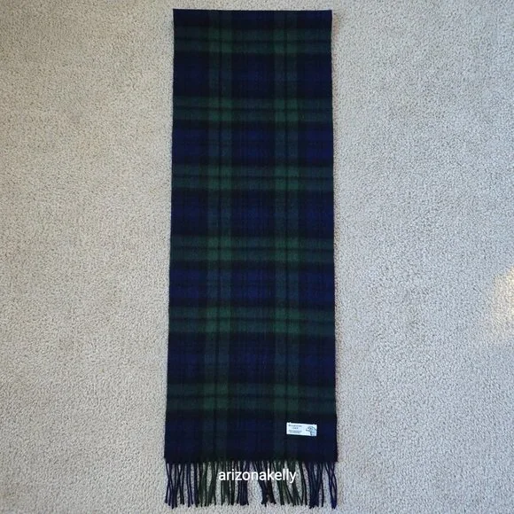 NWOT Blackwatch Plaid Lambswool Scarf Green Blue Shepherd's Land - Picture 5 of 8